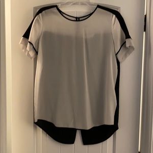 Rebecca Taylor  black/white blouse, short sleeve